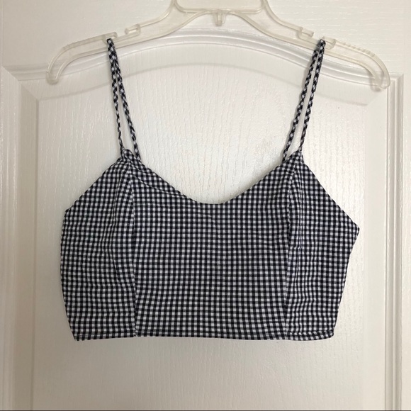 Tops - Gingham Print Tie Back Crop Top S/M